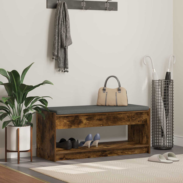 Banc de couloir vidaXL avec coussin Chêne fumé 103 x 38 x 45 cm