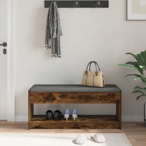 Banc de couloir vidaXL avec coussin Chêne fumé 103 x 38 x 45 cm