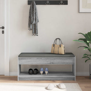 Flurbank Grau Sonoma mit Kissen und Regal