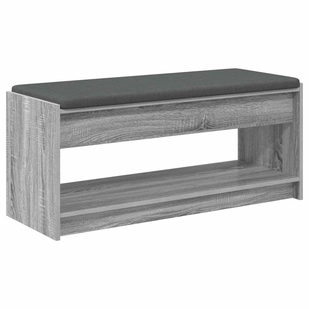 Flurbank Grau Sonoma mit Kissen und Regal