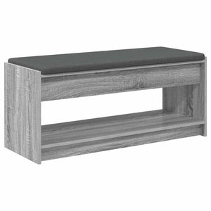 Flurbank Grau Sonoma mit Kissen und Regal