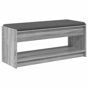 Flurbank Grau Sonoma mit Kissen und Regal