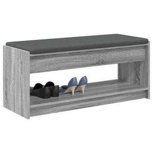 Flurbank Grau Sonoma mit Kissen und Regal