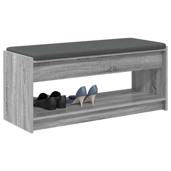 Flurbank Grau Sonoma mit Kissen und Regal