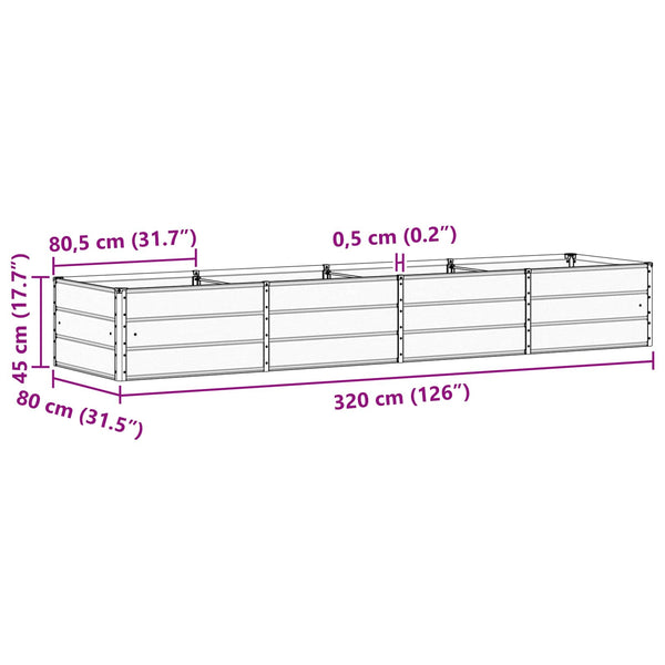 Pflanzkübel Elfenbein 320cm Stahl