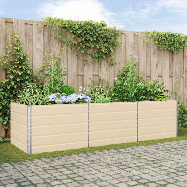 vidaXL Jardinière Ivoire 290 x 100 x 75 cm Acier galvanisé
