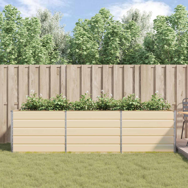 vidaXL Jardinière Ivoire 290 x 100 x 75 cm Acier galvanisé