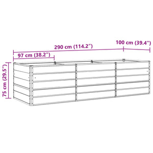 vidaXL Jardinière Ivoire 290 x 100 x 75 cm Acier galvanisé
