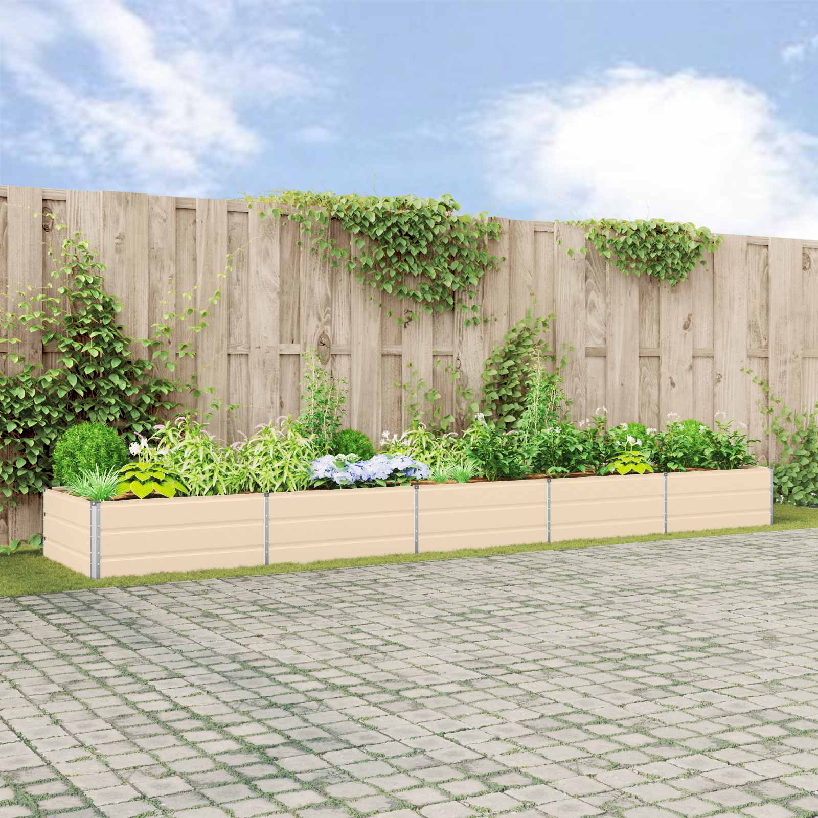 vidaXL Jardinière Ivoire 480 x 100 x 45 cm Acier galvanisé