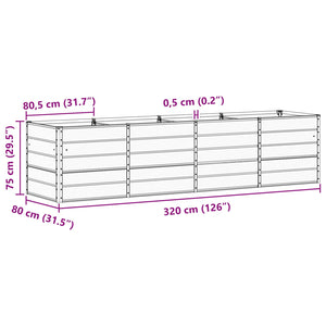 Hellgrauer Stahl Pflanzkübel 320 cm