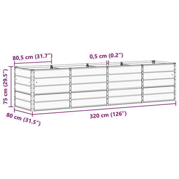 Anthrazit Pflanzkübel 320 cm Stahl