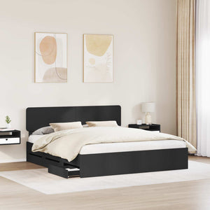 Bettrahmen Schwarz mit Schubladen 200x200 cm