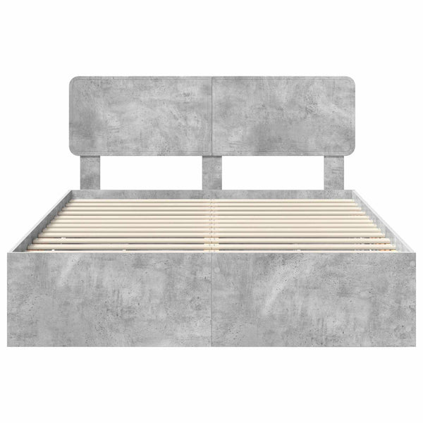 Bettrahmen Betongrau 140x190 cm mit Schubladen