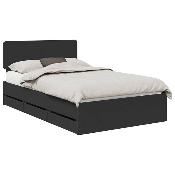 Schwarzes Bettgestell 120x190 cm mit Schubladen