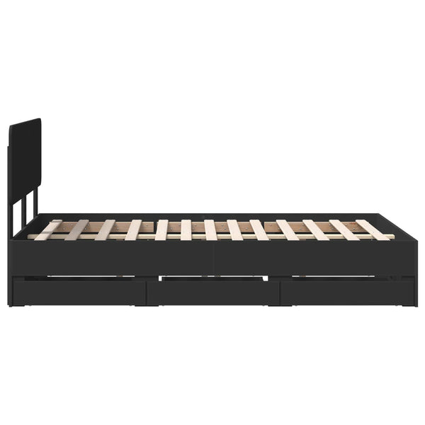 Schwarzes Bettgestell 120x190 cm mit Schubladen