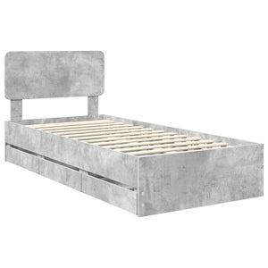 Bettrahmen mit Schubladen 100x200 Betongrau