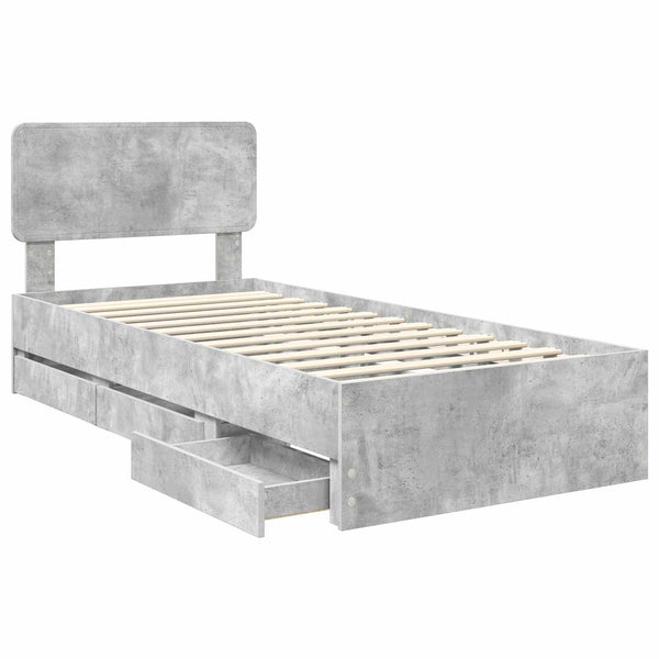 Bettrahmen mit Schubladen 100x200 Betongrau