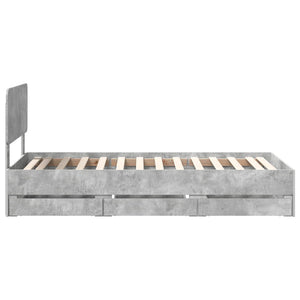 Bettrahmen mit Schubladen 100x200 Betongrau