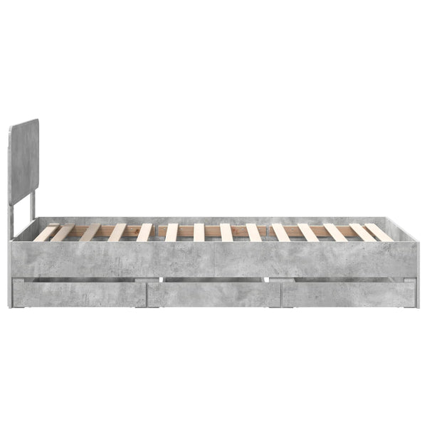Bettrahmen mit Schubladen 100x200 Betongrau