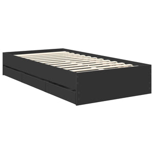 Bettrahmen Schwarz 90x200 cm mit Schubladen