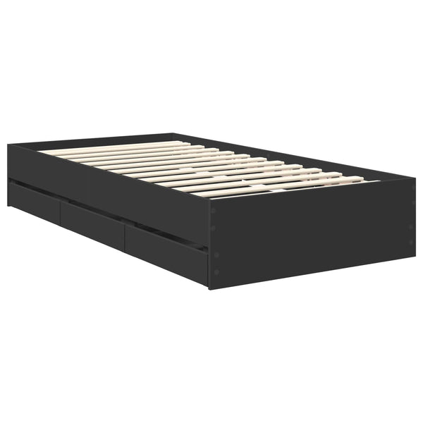 Bettrahmen Schwarz 90x200 cm mit Schubladen