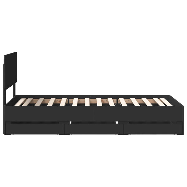 Bettrahmen Schwarz 90x200 cm mit Schubladen