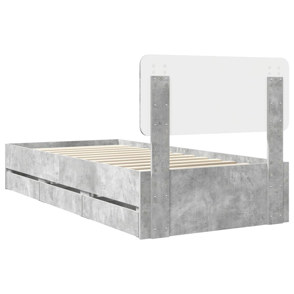 Bettrahmen mit Schubladen 90x200 Betongrau