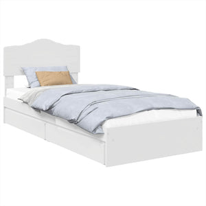 Aufbewahrungsbett Weiß 70x190 cm mit Kopfteil