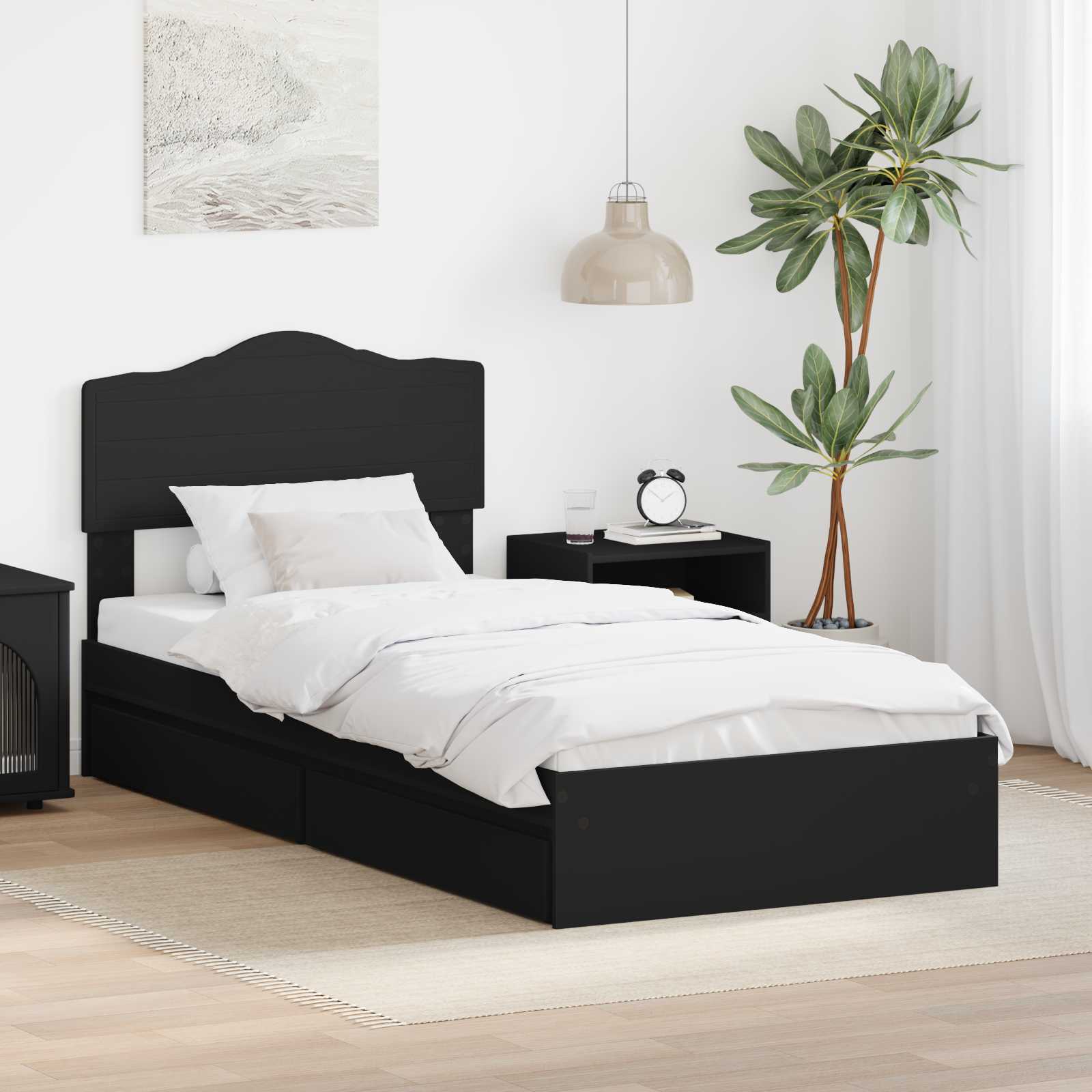 Aufbewahrungsbett Schwarz 70x190 cm