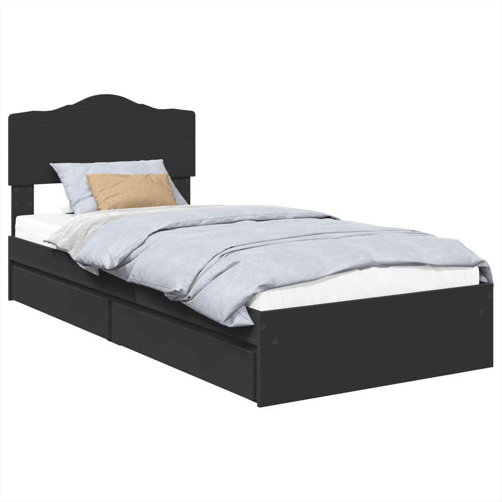 Aufbewahrungsbett Schwarz 70x190 cm