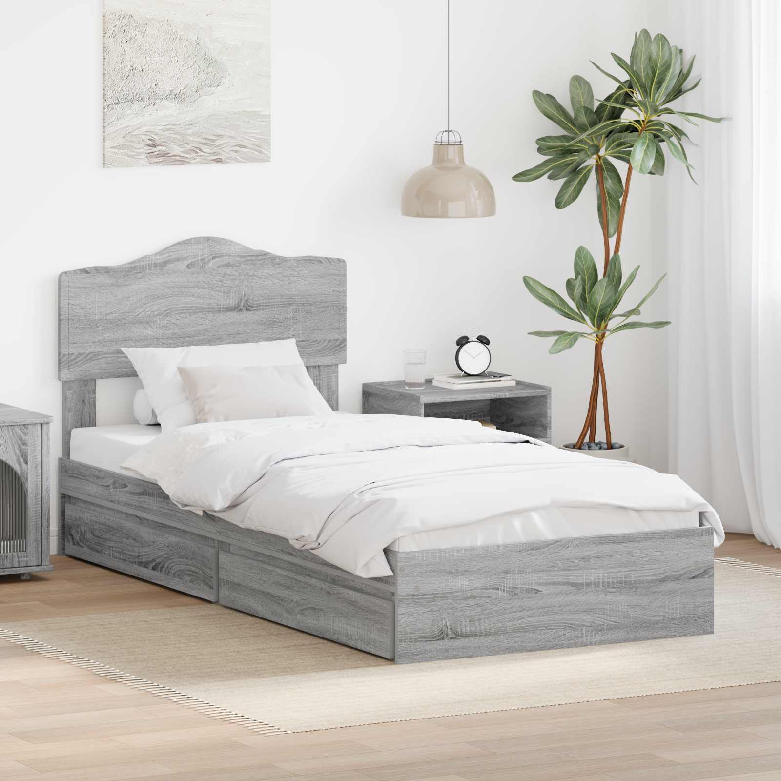 Aufbewahrungsbett Grau Sonoma 70x190 cm