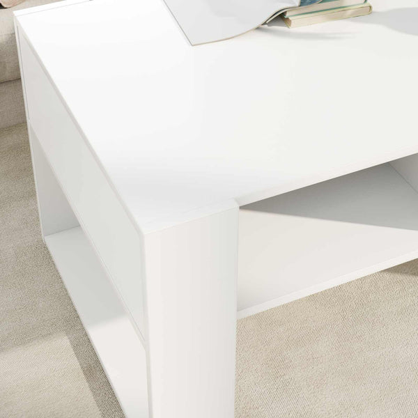 Couchtisch Weiß mit Stauraum 92x53 cm