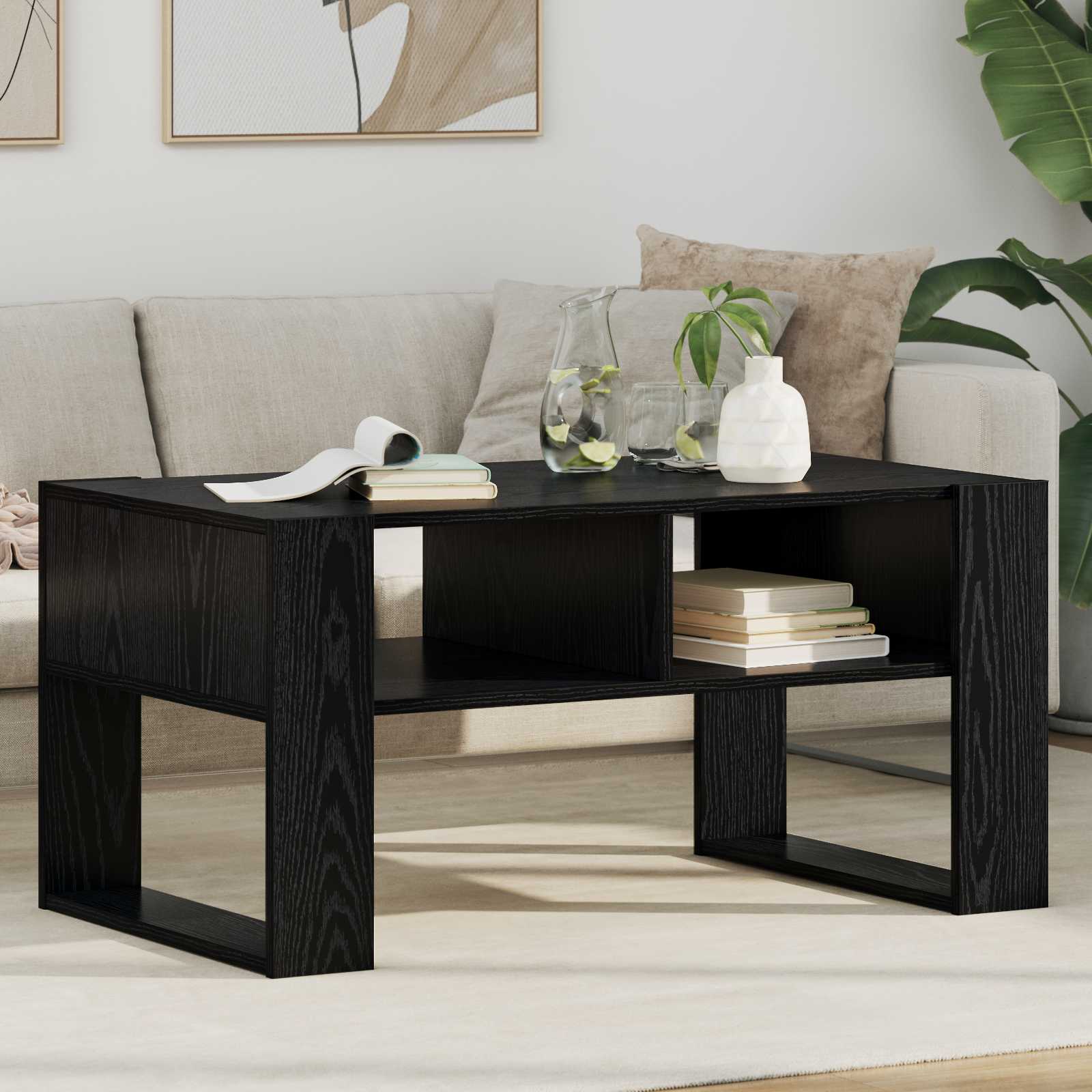 Schwarzer Couchtisch Eichenoptik
