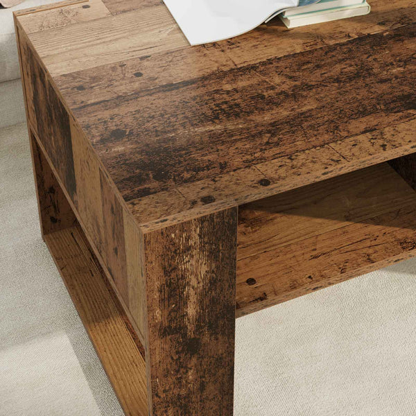 Couchtisch mit Stauraum, Altholz-Optik