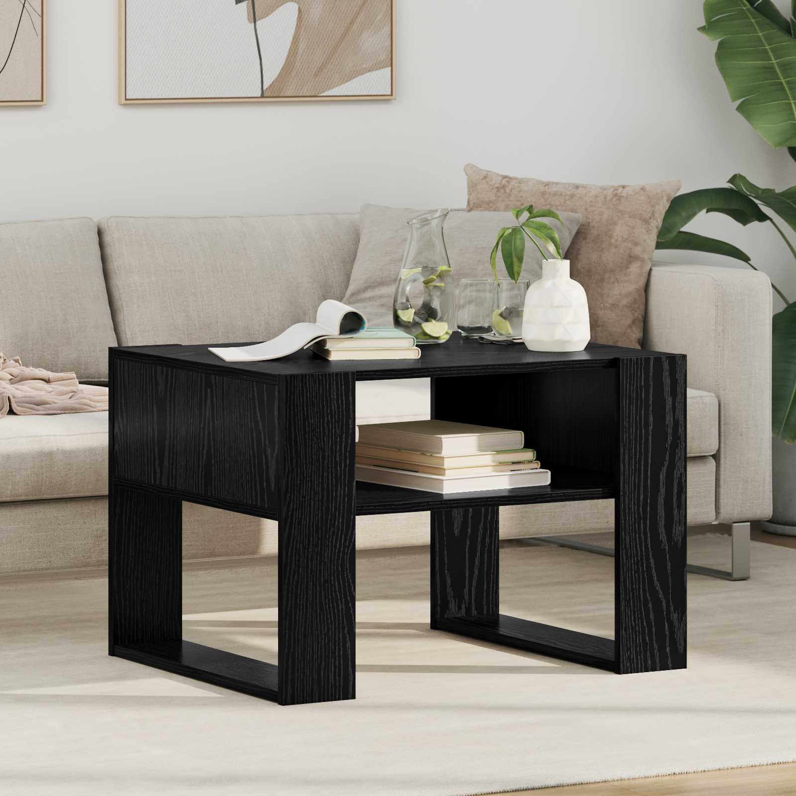Schwarzer Couchtisch Eichenoptik