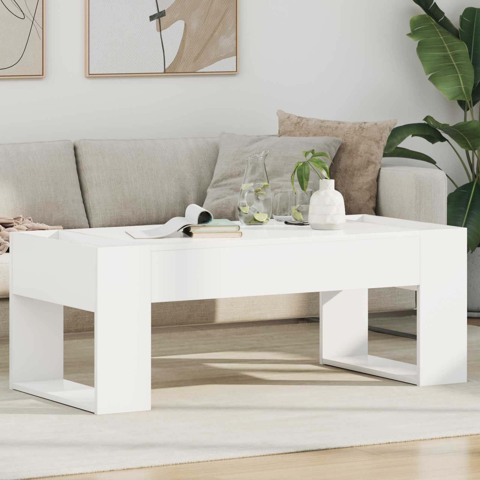 Weißer Couchtisch 110 cm Holzwerkstoff