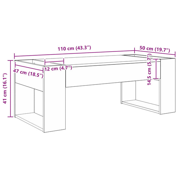 Couchtisch Beton Grau 110 cm