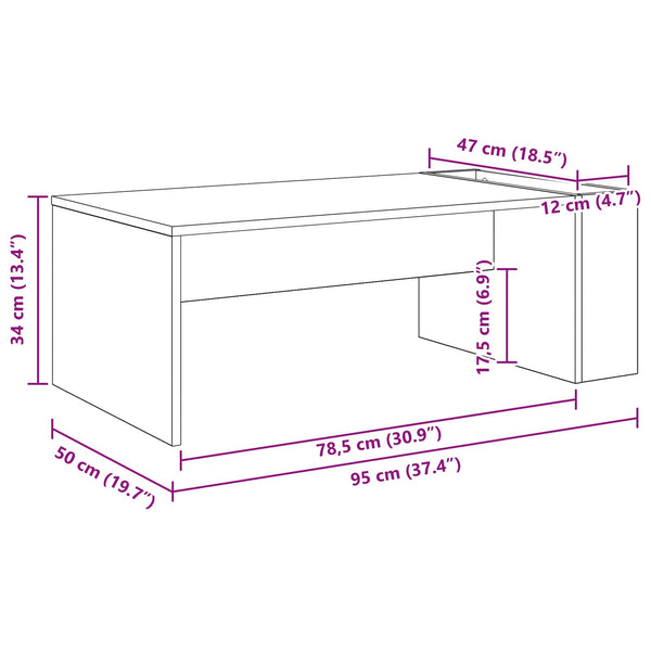 Couchtisch Schwarz Eichenoptik 95x50 cm