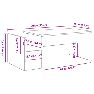 Beton Grau Couchtisch 90x45 cm