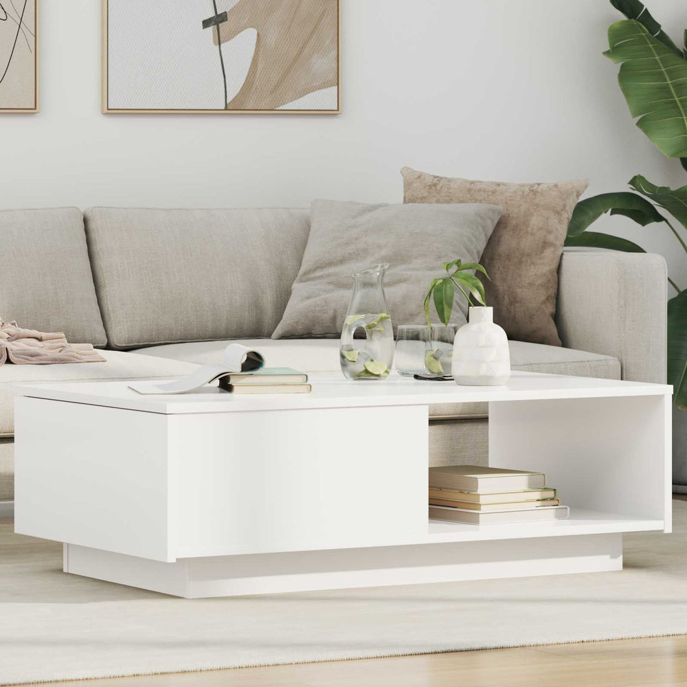 vidaXL Coffee Table with Drawers White 95 x 55 x 31 cm Engineered Wood