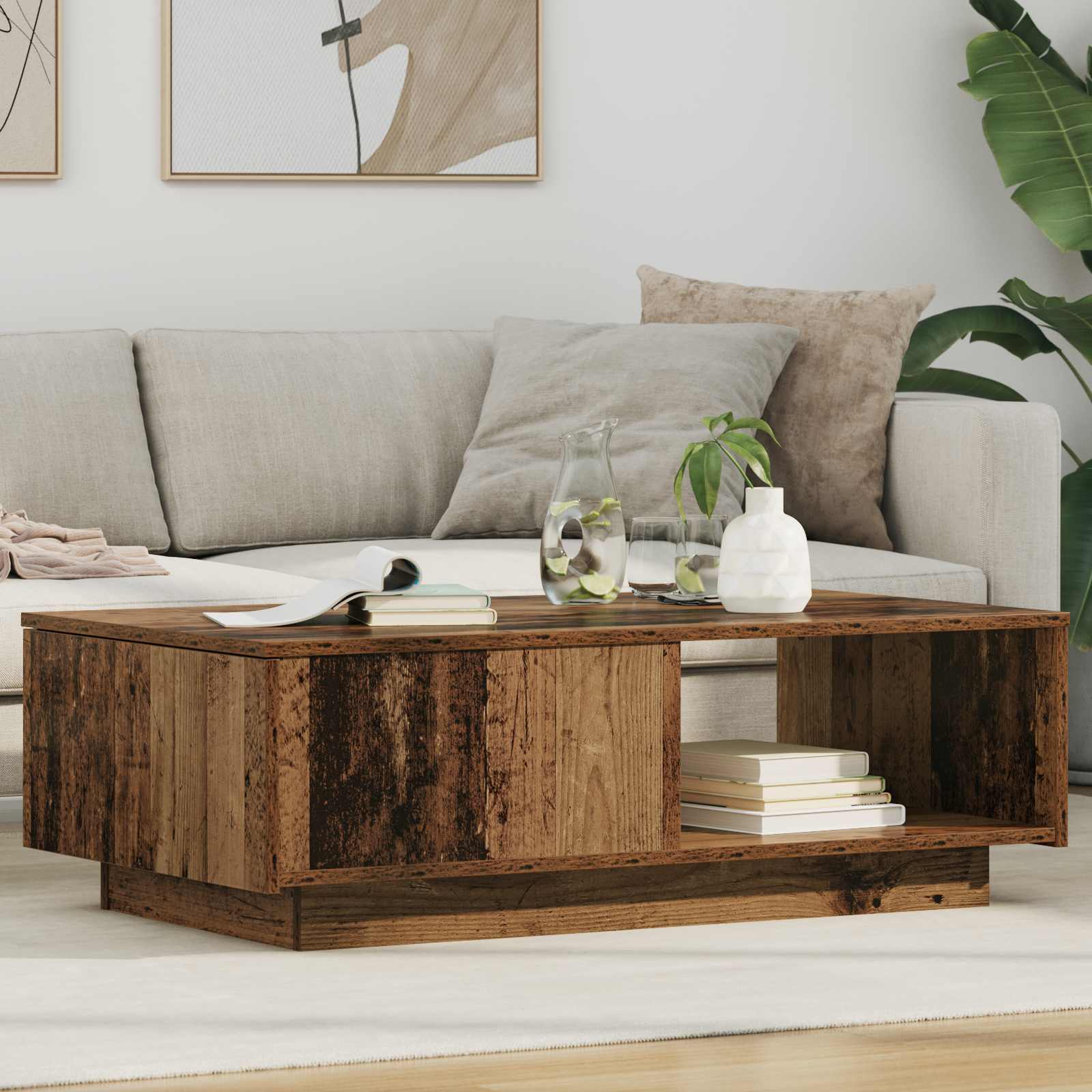 Couchtisch Altholz mit Schubladen 95x55 cm