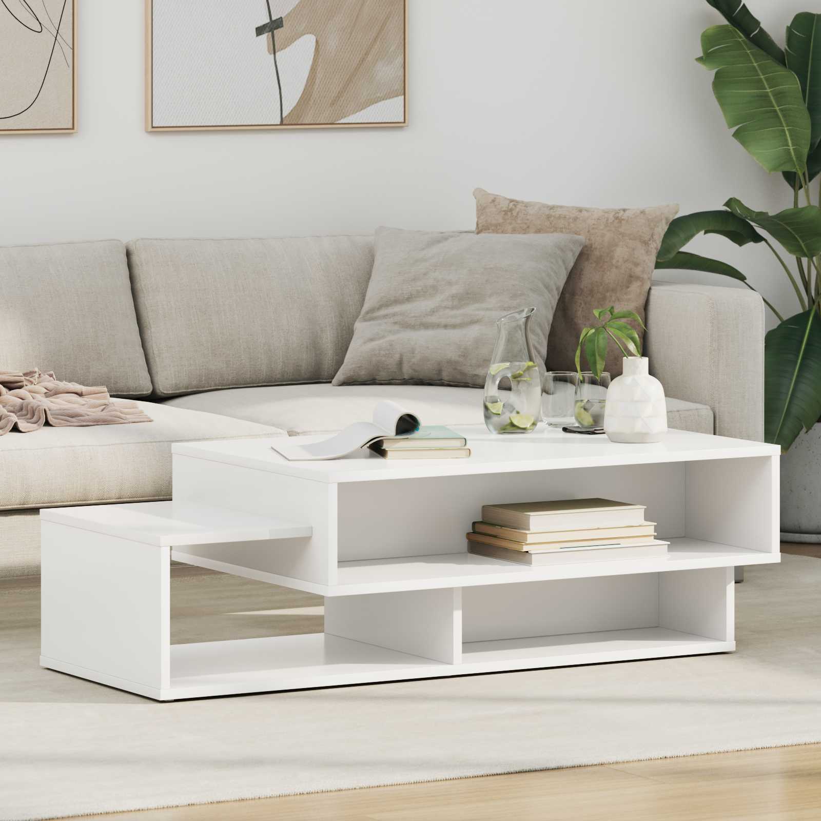 Weißer Couchtisch Holzwerkstoff 105 cm