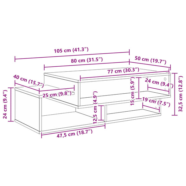 Weißer Couchtisch Holzwerkstoff 105 cm