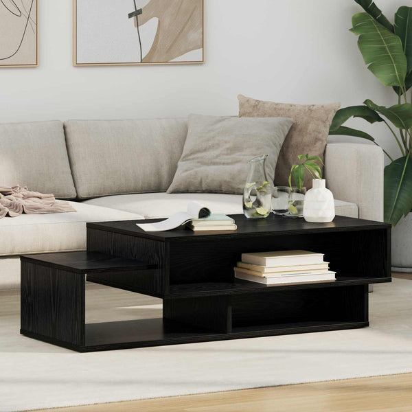 vidaXL Table basse noir aspect chêne 105 x 50 x 32,5 cm
