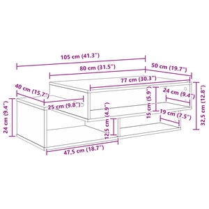 Couchtisch Sonoma Grau 105x50 cm