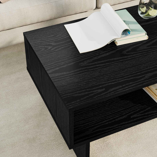 Schwarzer Couchtisch Eichenoptik 80cm