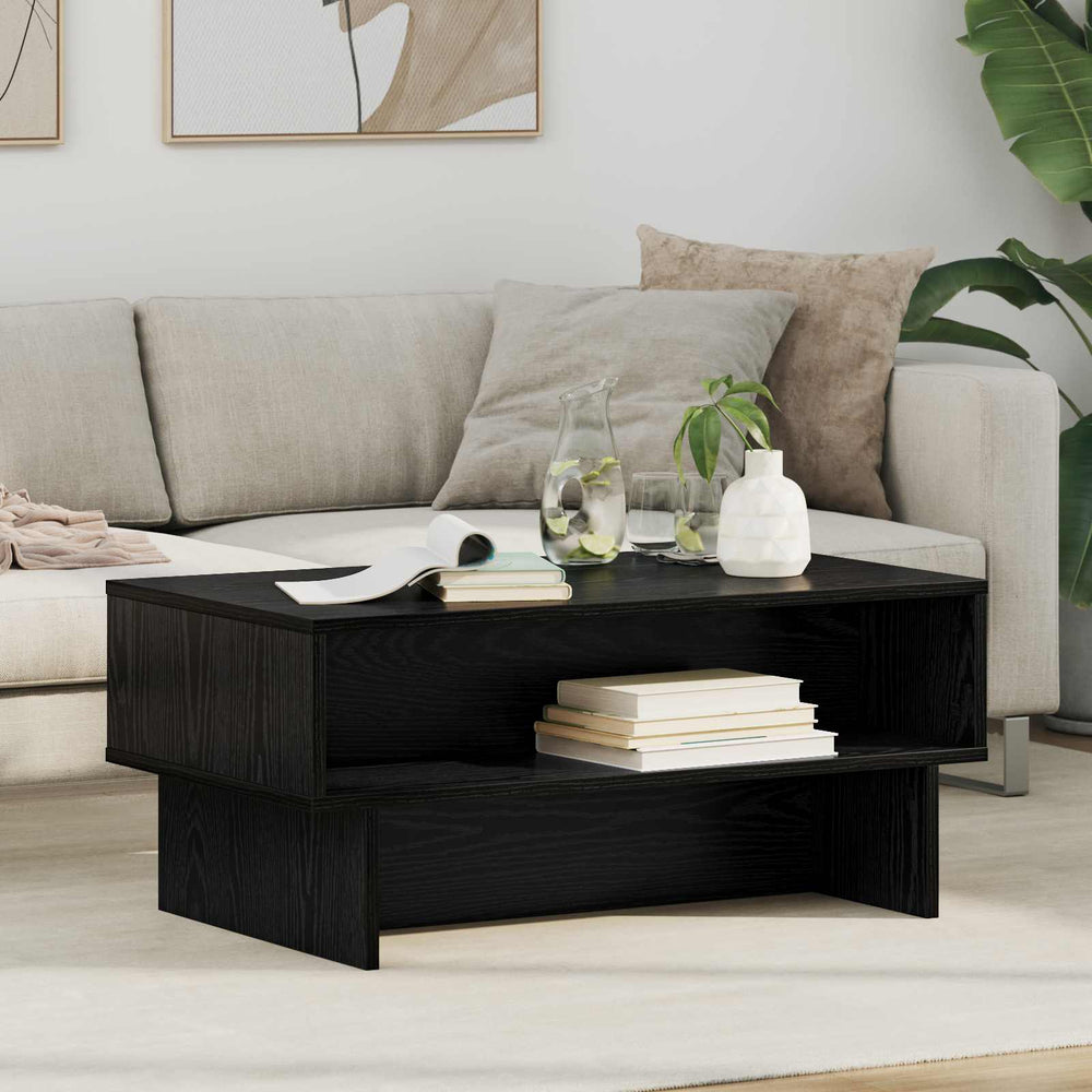 Schwarzer Couchtisch Eichenoptik 80cm