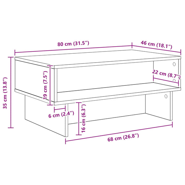Couchtisch Geräucherte Eiche 80x46x35 cm