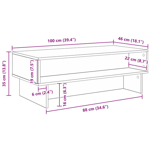 Couchtisch Geräucherte Eiche 100x46 cm