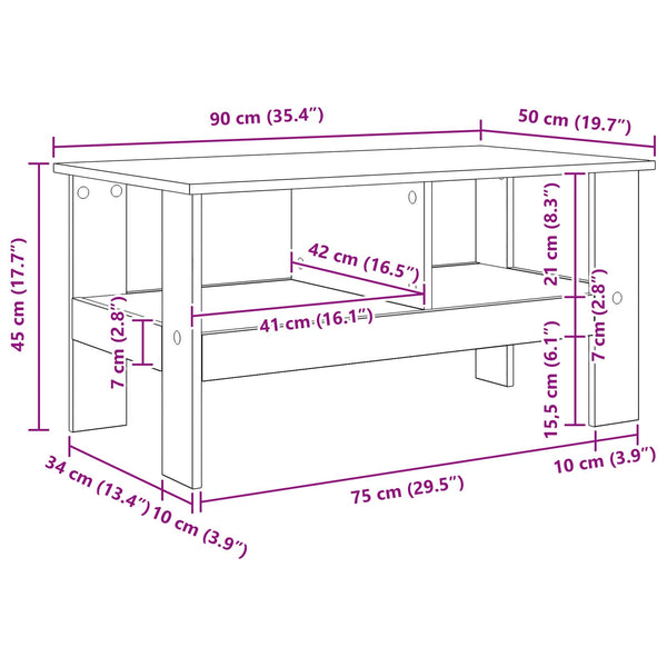 Couchtisch Artisan Eiche 90x50 cm